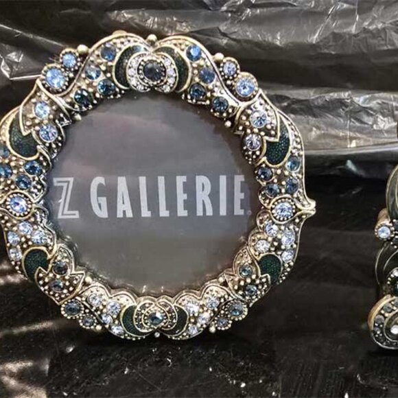 Z Gallerie Enameled with Rhinestones Frame Set (2) NEW 3" x 3" - Picture 1 of 8